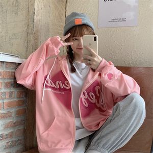 Felpe con cappuccio da donna Felpe con cappuccio Y2k Streetwear Cute Kawaii Felpa Felpe con cappuccio casual allentate Autunno Inverno Zip Up Giacche Donna Heart Print Cappotti oversize 230804