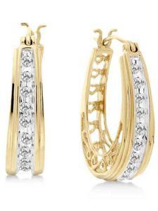 Hoop 1/4 Carat Diamond Earrings In 18kt Gold Over Sterling Silver