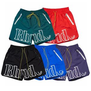 Shorts Mens Rhude Designer Mens Sweatpants Summer Hip Hop Casual Pants Basketball Svart Röd och blå andningsbara nätbyxor