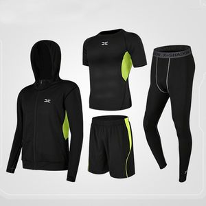 Erkekler Trailsits Rashguard Erkekler Sıkıştırma Spor giyim Seti Spor Kıyafetleri Çalışma Jogging Tayt Tayt Trailsuit Fitness T-Shirt Windbreaker