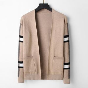 23SS Men Women sweater jacket cashmere cardigan knitted V-neck loose striped sweater thin trench coat229O