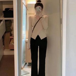 Women's Sweaters Knit Base Women Early Spring Pure Desire To Match The Design Sense Of Niche Vneck Sweater Slim Chic Top Winter Kawaii Style