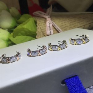 925 Sterling Srebrna biżuteria Moissanite Urok Kolczyki Crossing Kobiety kolczyki Moda Klasyczne pierścionki ślubne Kobieta Diamond Ear-Ring Luksusowy kryształowy kołek