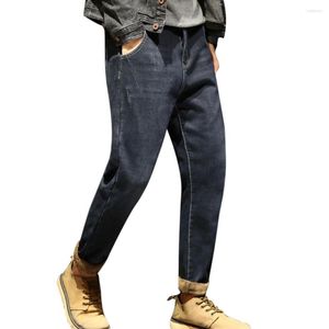 Herren Jeans Männer Herbst Winter Mode Harlan Alphabet Stretch Füße verdicken Freizeithose