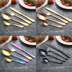 Stainless Steel Tableware Gold-plated Black Creative Steak Cutlery Titanium-plated Colorful Western Tableware Set With Gift Box