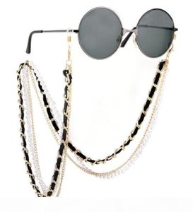 1pc Brand Designer Channel Sunny Cord White Black Leather Eyeglasses Sunglasses Mask Holder String Chain Strap Pearl Necklace812846943131