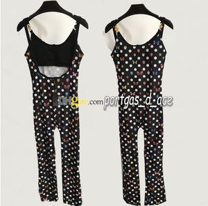 Luxury Women Rompers Printed Black Sleeveless Sexy Jumpsuit Padded One Piece Blackless Jumpsuit Leotard