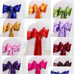 Sashes 280X16Cm Satin Chair Bow Tie Sash Band For Banquet Home Table Decoration Party Supplies Drop Delivery Garden Textiles Ers Dhv05