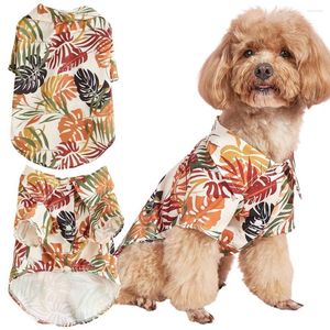 Hundkläder skjorta knapp upp stilig andningsbar palmblad bekväm sommarförsörjning för katter med knappdesign