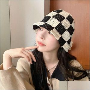 Stingy Brim Hats Womens Winter Panama Caps Black And White Cap Pure Cotton High Quality Knitting Fisherman For Women Drop Delivery Fas Dhsgy