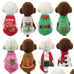 Dog Apparel Christmas Plover Hoodies Pet Cat Costume Shirt Sweater For Santa Snowman Belt Casual Clothes Xs S M L Drop Delivery Home Dhq8O