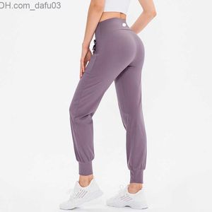 여성용 바지 Capris Lulus 정렬 레깅스 여성 9 번째 바지 실행 피트니스 조깅하는 소프트 하이 허리 탄성 캐주얼 조깅 바지 5 색 레몬 디자이너 Z230805