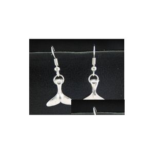 Charm 20Pair Sier Kaplama Balina Kuyruk Balık Balık Dungle Damla Küpeler Charms Kolye Kulak Çabuk El Yapımı DIY Takı Teslimat DHLVC