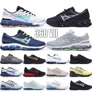 Top Gel360 VII 7 Men Marathon Running Shoes 360s مصمم جديد سوداء نقي نقي الفضة الزحف الأخضر Gunmetal Light Indigo Lime Green Outdoor Sneakers Size 40-45