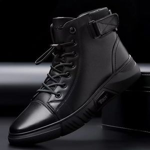 Boots Men's Motorcycle Boots Comfortable Platform Boots Mens Outdoor High Top Leather Boots Fashion Comfortable Waterproof Men Shoes 230804