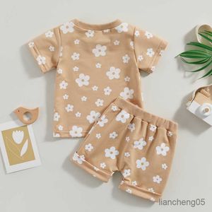 Completi di abbigliamento 2023-04-19 Toddler Baby Girl 2Pcs Set di abbigliamento estivo Manica corta Camicia girocollo stampata floreale Pantaloncini superiori R230805