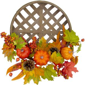 Classic Tobacco Basket Pine Fall Harvest Door Hanging Wreath, with Pumpkins including Cones 22 00 Multi-color