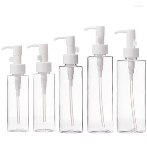 Bottiglie di stoccaggio Bottiglia di plastica trasparente Pompa per pressa per lozione bianca Porta fibbia per carte 100 ml 120 ml 150 ml 200 ml 250 ml Shampoo ricaricabile 20 pezzi