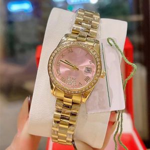 AA AAA Designer Women's Watch Quartz Movement 28mm storlek legering Casel fodral med diamant liten röd bok tio färger