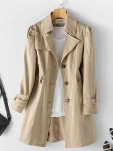 Trench Coats Feminino Casaco Para Mulheres 2023 Primavera Outono Moda Casual Blusão Temperamento Slim Fit Comprimento Médio Sólido Streetwear