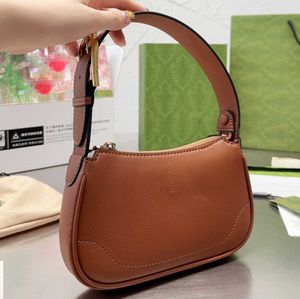 Mini Shoulder Bag Crescent Handbag Purse Half Moon Hobo Bags Genuine Leather Classic Letter Adjustable Strap Zipper Closure Clutch Wallet