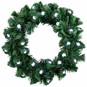 Pre-Lit Color Changing Fiber Optic Artificial Christmas Wreath with Balls 12-tum