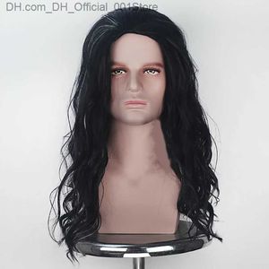 Synthetic Wigs Hairjoy Synthetic Hair Wig Men's Long Curly Middle Part Black Dark Brown Men's Wig Z230805