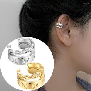Backs Earrings Korean Fashion Double Layer Clip For Women Girls Luxury Zircon Ear Cuff Without Pierced Jewelry Wholesale