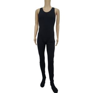 Collant in spandex di colore nero Unisex originale Fetish Zentai Leggings Pantaloni con costume da bagno T-Back Il set da 2 pezzi può abbinarsi ai colori di pantaloni e top