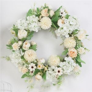 Decorative Flowers Colorful Simulated White Wreath Door Decoration Shop Window Wedding Pography Props Spring Day Decor For Home