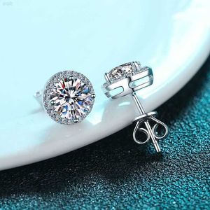 Luxury High End Custom Jewelry Top Quality 1CT Moissanite Halo Earrings 14k White