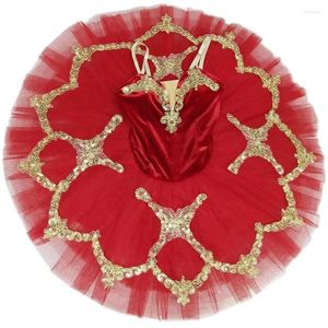 Scene Wear Red Ballet Tutu kjol Professional Belly Dance Costumes Performance Clothing Velvet Tops