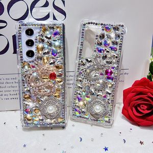 Zfold5 ejderha bling elmas katlanır Samsung Galaxy Z kat 5 4 3 zfold4 kat 5 kat4 lüks rhinestone 3D kızlar pc tpu şok geçirmez telefon kapağı