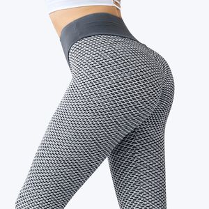 Pantaloni da yoga a nido d'ape dal design esclusivo, ghette da fitness a vita alta, leggings da donna