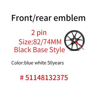 50pcs 82mm 74mm 50 anni blu nero distintivo per auto COFANO ANTERIORE con 2 pin X1 X3 X5 X6 EMBLEMI AUTO 813237505 Car-Styling195S