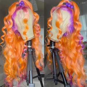 オンブルカラーレースフロントウィッグレッドピンクブルーカラー13x4フロントヒューマンヘアウィッグ黒人女性透明4x4閉鎖