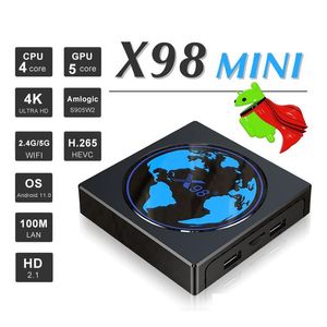 Android Tv Box X98 Mini 11.0 Amlogic S905W2 4G 64Gb Suporte Av1 2.4G 5G Wifi Bt Media Player 4Gb32Gb Set Top Boxes Drop Delivery Ele Dhvuf