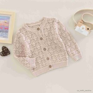Jackets Infant Newborn Baby Girl Long Sleeve Knitted Sweater Fashion Solid Color Round Neck Button Knitted Hollow Coat 3-24M R230805