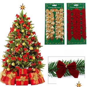 Julekorationer Xmas Party Bows Tree Bow Decoration Baubles Year Ornament Santa Claus Supplies Drop Delivery Home Garden Festi Dhoks