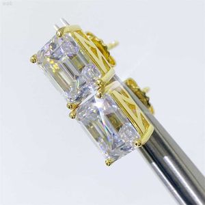 Jóias de luxo Hip Hop Brinco de prata esterlina 925 Vermeil Moissanite Iced Out Vvs Diamond Pave 7*9mm Brincos Esmeralda