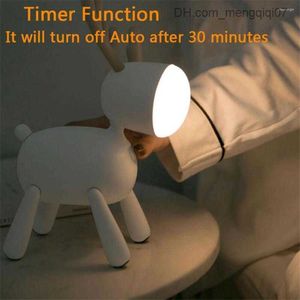 Lâmpadas Tons Luzes Noturnas USB Recarregável Cute Deer LED Regulável Mesa de Cabeceira Candeeiro de Mesa Com Função Timer Para Quarto de Crianças Berçário Z230809