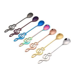 Spoons 7 Colors Note Design Stainless Steel Teaspoon Music Theme Metal Coffee Tea Stirring Spoon Dessert Ice Cream Gift Flatware Drop Dhxcg