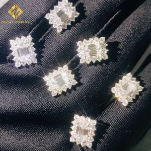 Redo att skicka fabrikspris 925 Silver Sterling High Quality VVS Gra Iced Out Moissanite Diamond Hip Hop Earring