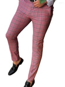 Pantaloni da uomo 2023 Supermercato Versatile Casual Fashion Simple Personality Checker Stripe Cropped Small Leg Suits