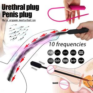 Giocattoli adulti 10 frequenza vibratore uretrale catetere spina del pene giocattolo del sesso per gli uomini inserimento vibrante dilatatore del suono dell'uretra 230804