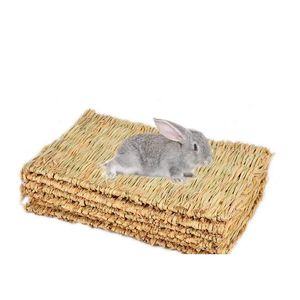 Small Animal Supplies Rabbit Grass Chew Mat Natural Soft Hamster House Guinea Pig Cage Bed Pad Accessories Drop Delivery Home Garden Dhghd