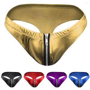 Underpants Faux Leather Chain Briefs Zip Open Crotch Panties Jockstraps Underwear Bikini Mens Lightweight Comfort T-Back Thong