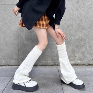 Women Socks Y2k Lolita Kawaii Knitted Long Calf Gaiters Ankle Black White Leggings Boot Cuffs Warm Foot Cover