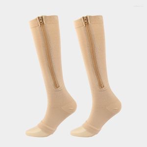 Skarpetki dla kobiet sporty na zamek błyskawiczny ciepła stopa wygodne elastyczne długie pończochy z sufitowym kolorem s-2xl