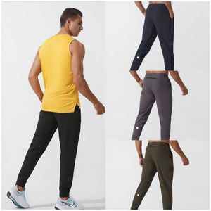 Lulus Men Pants Yoga Outfit Sport Snabbt torrt dragkammar Fickfickor Sweatpants Byxor Mens Casual Elastic Midja YY1